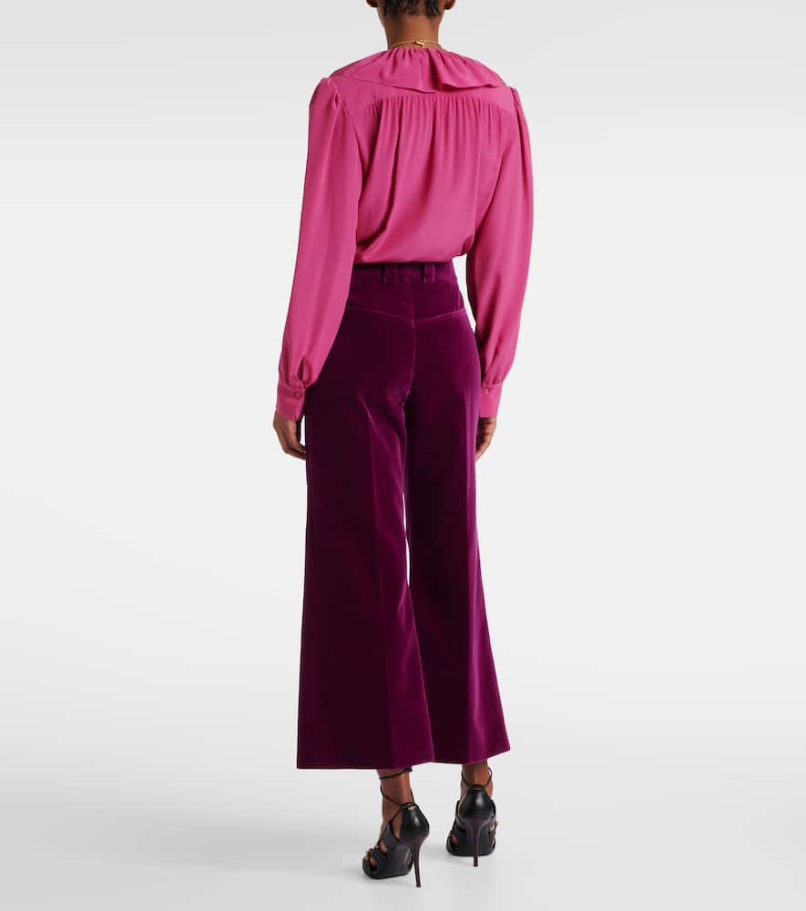 Chloé Cotton velvet cropped bootcut pants