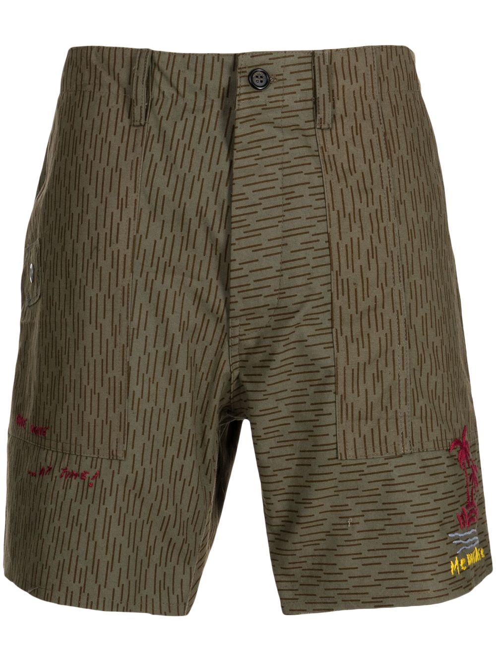 Camouflage-print cotton shorts - Green