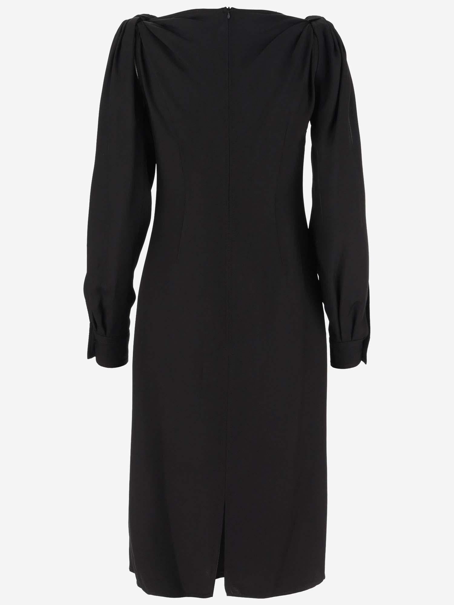 Viscose Midi with Knotted Shoulders Dress — Black