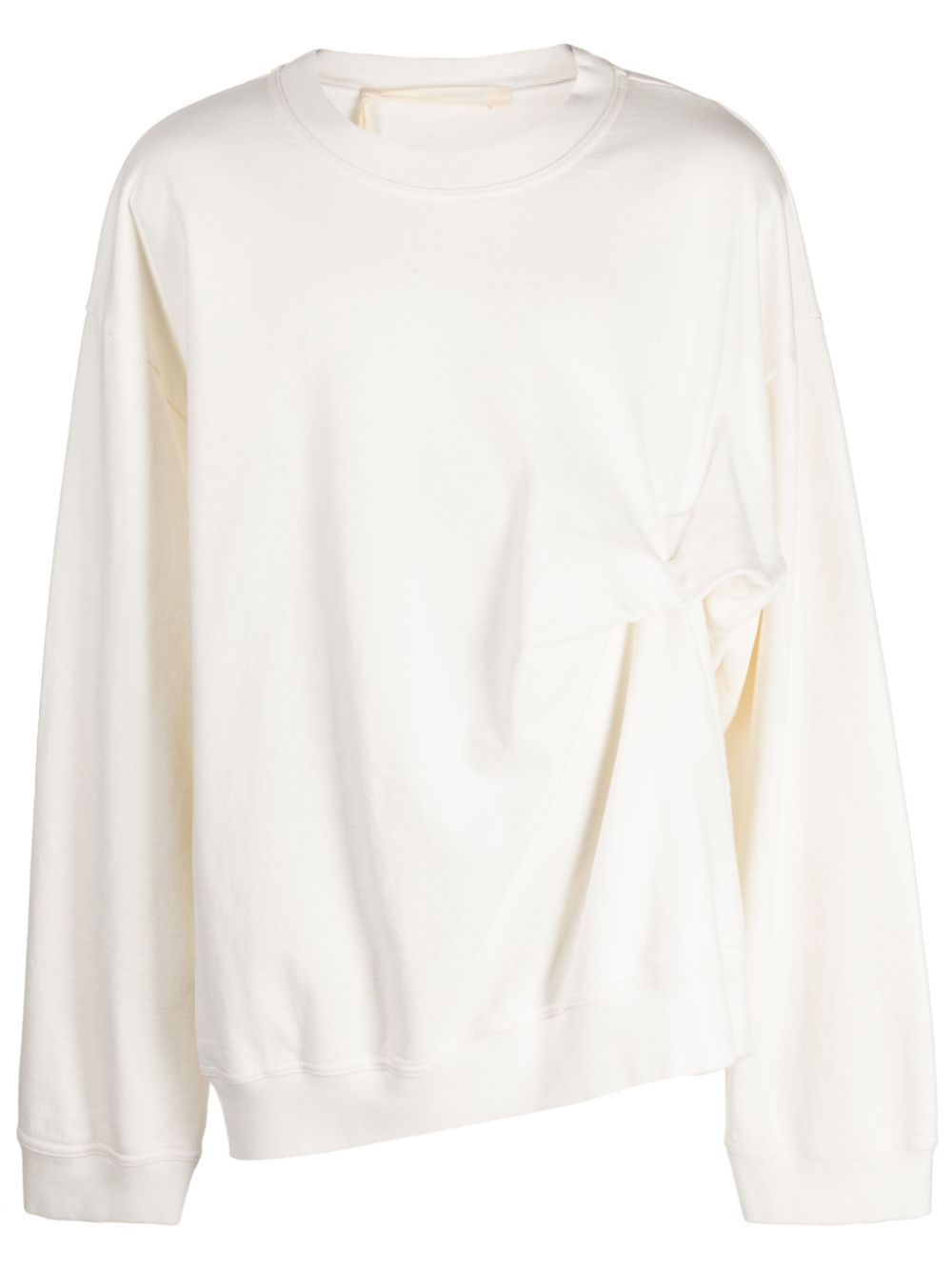 Ruched-detail cotton sweatshirt - White
