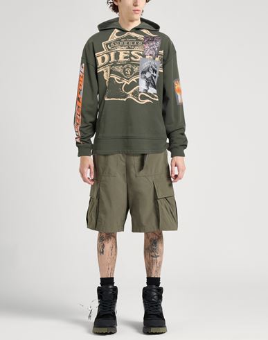 Man Sweatshirt Military green Size L Cotton, Elastane
