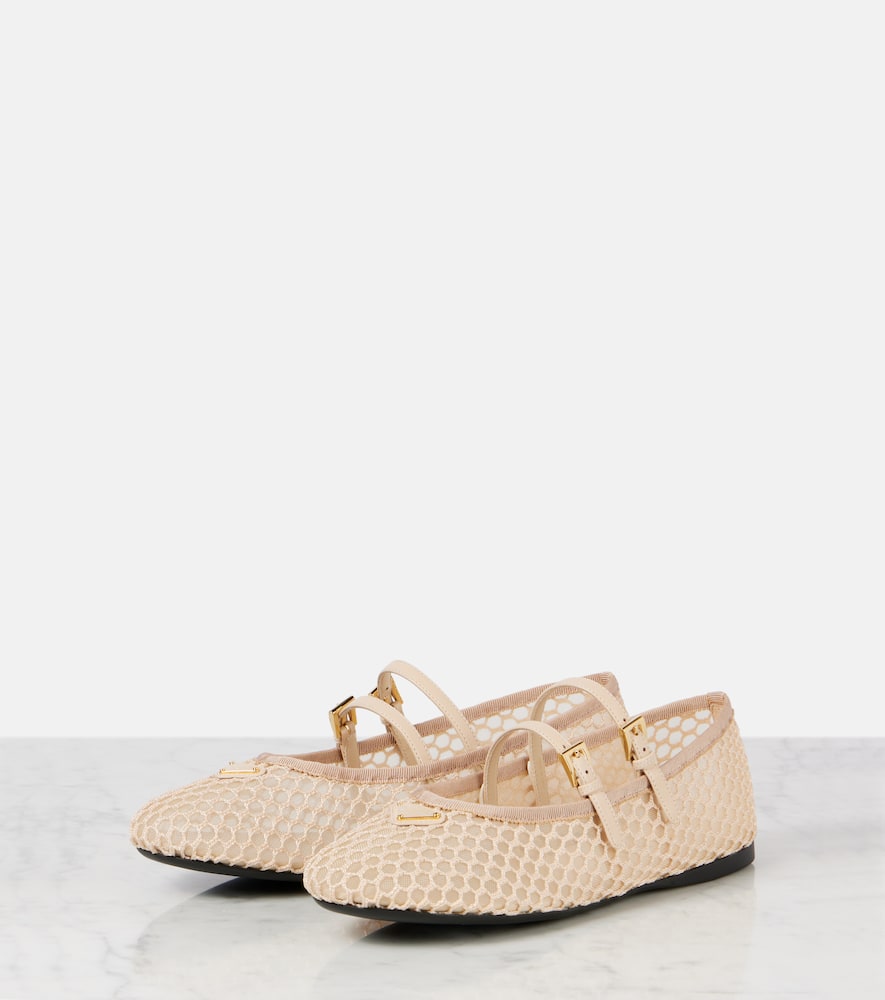 Macramé mesh Mary Jane flats