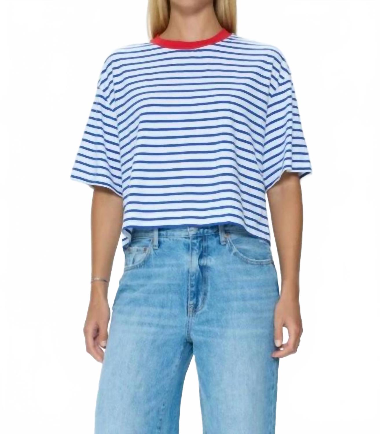 Mae Stripe Short Sleeve Tee In Maritime Red