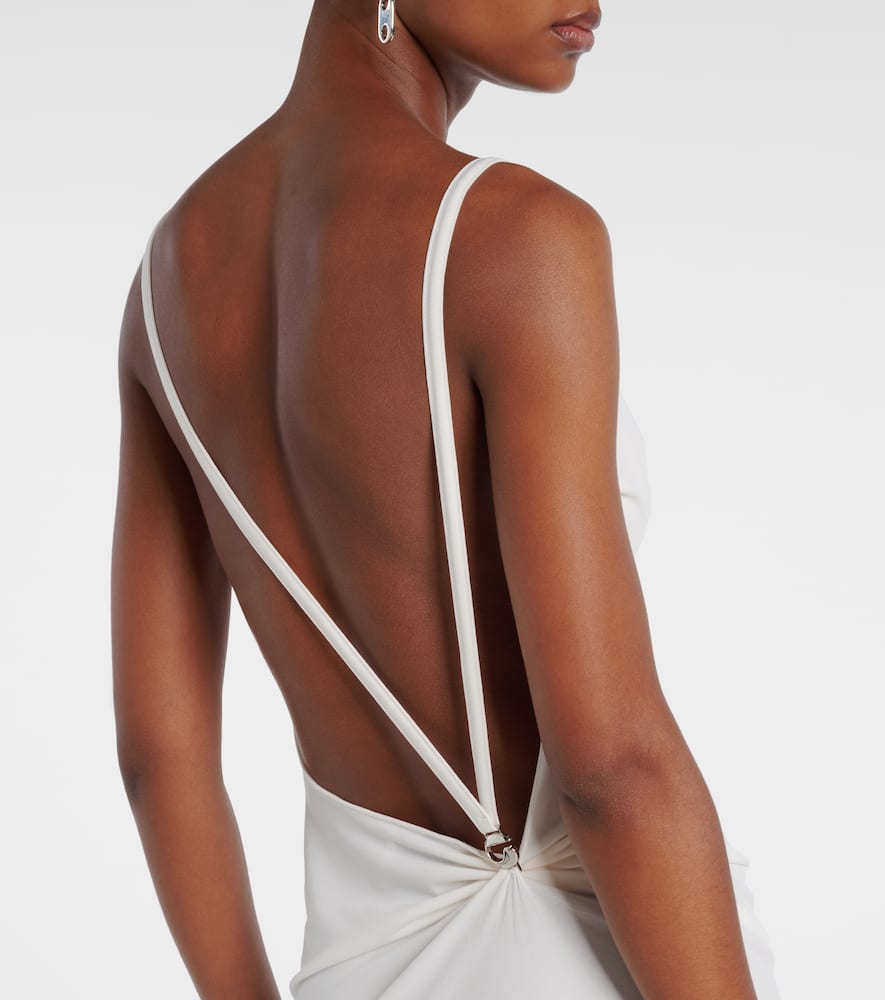 Draped open-back jersey maxi dress