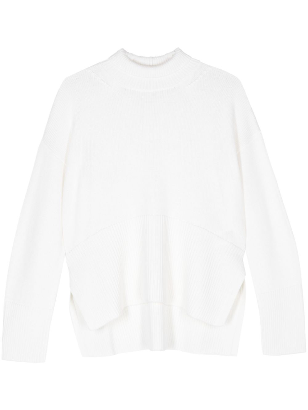 High-neck wool sweatshirt - Black