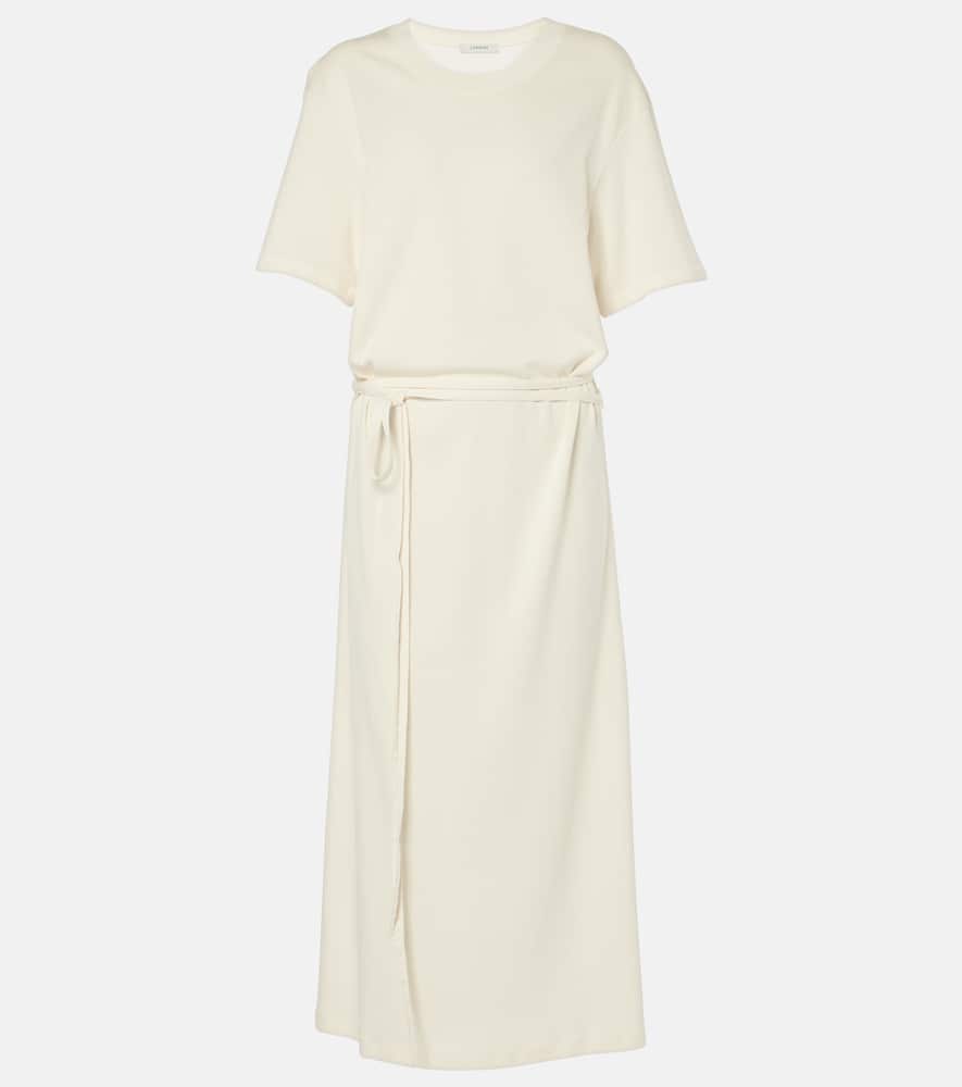 Belted cotton jersey midi dress