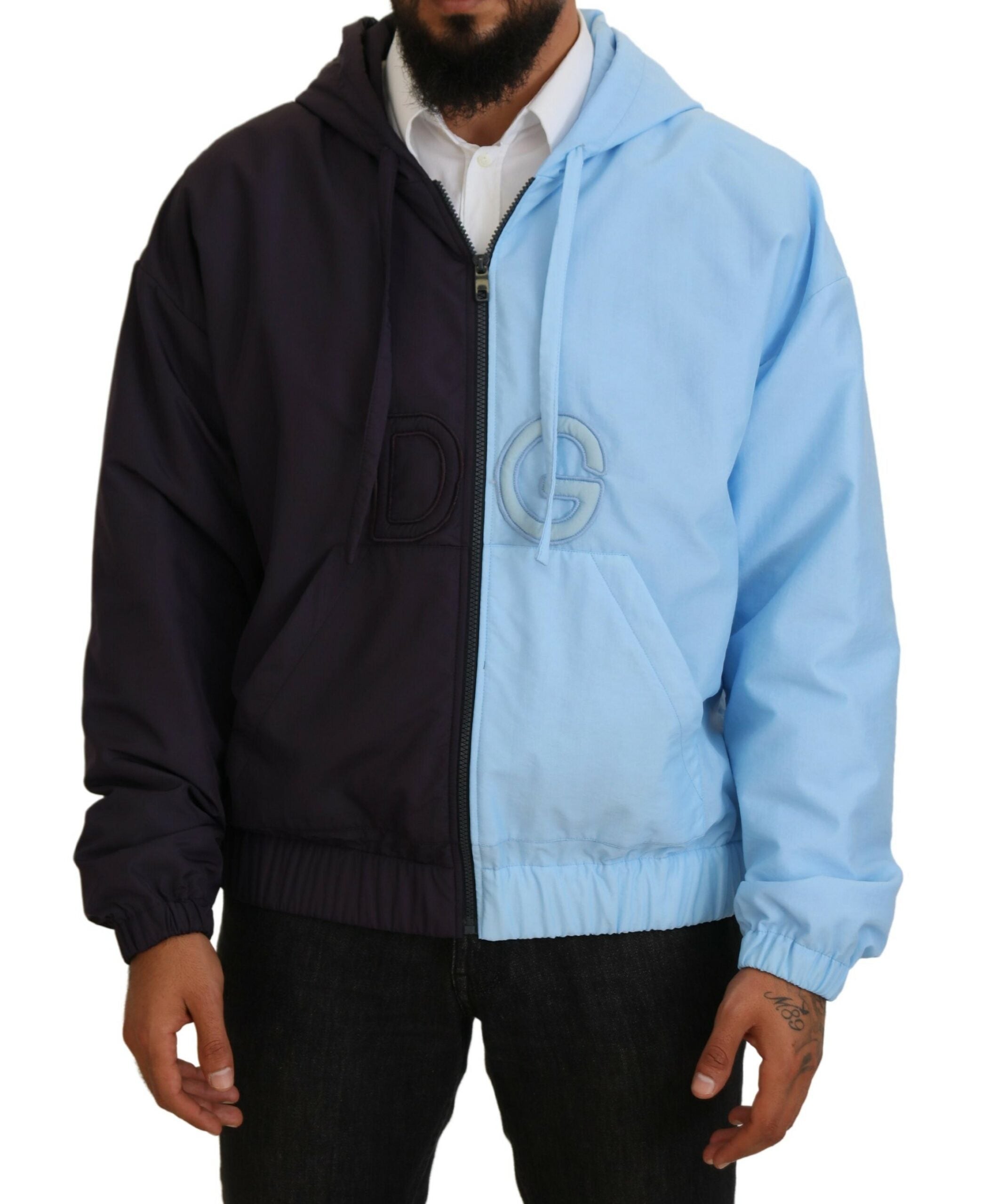 Hooded Full-Zip Color-Block Jacket — Multicolor