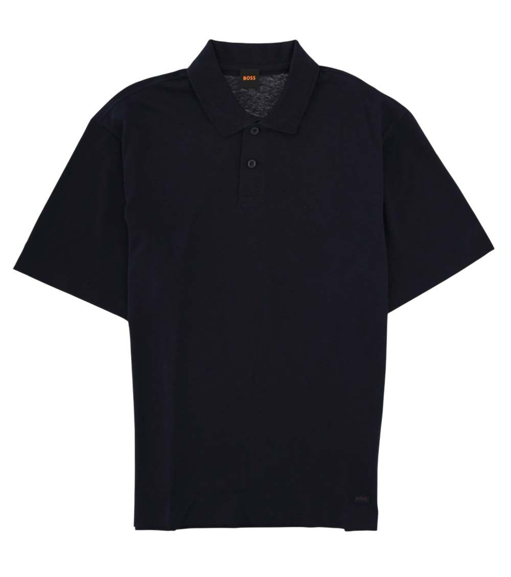 Dark Blue Solid Shirt Collar Polo