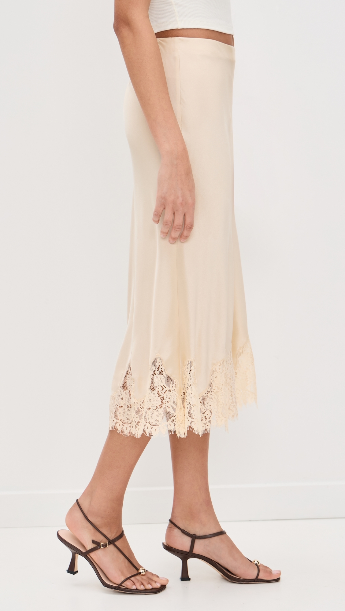 Reformation Carolina Silk Skirt Almond