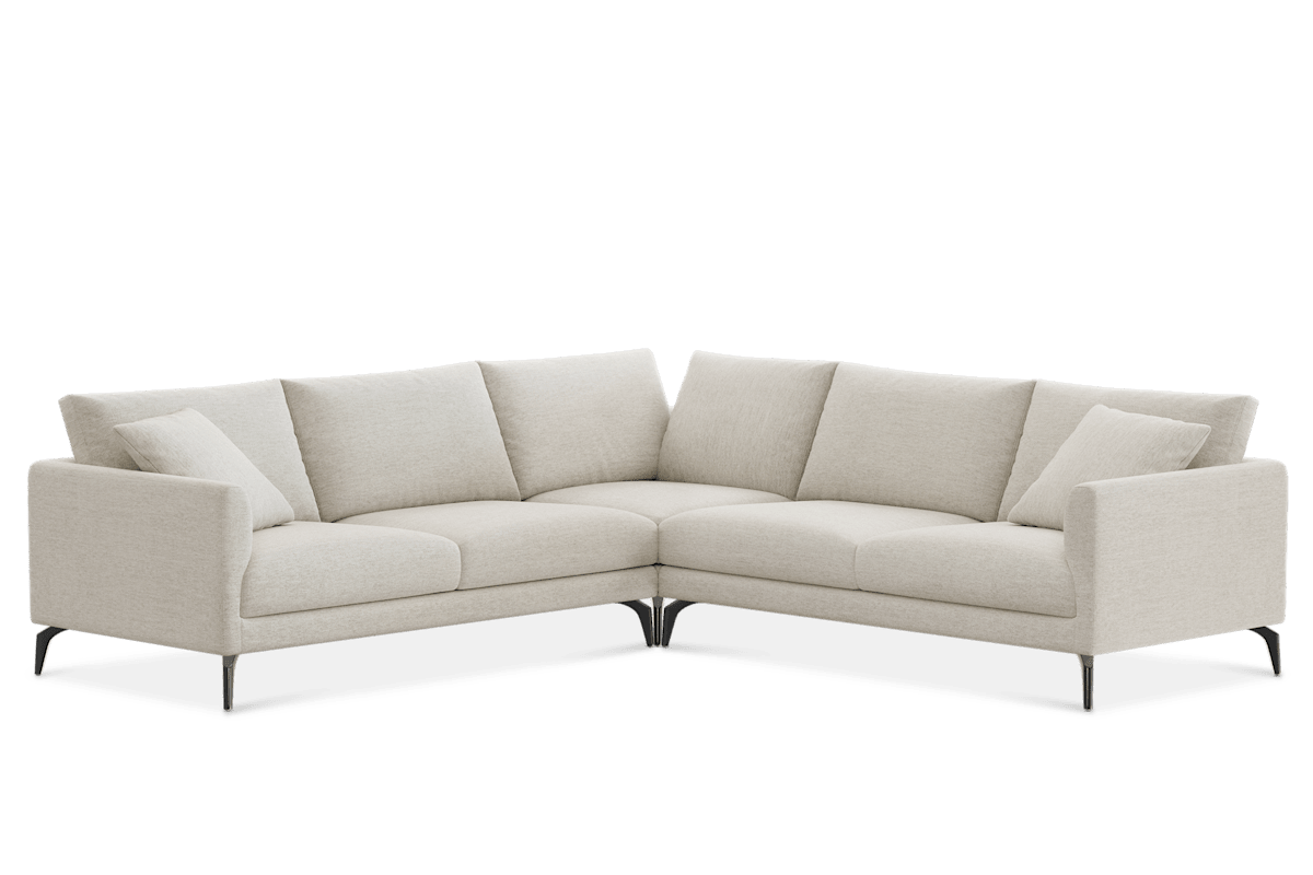 Lena L-Shaped Sectional Sofa Customized, Cream Twill, Matte Black Legs, Spill Resistant, Removable Covers for Sofas