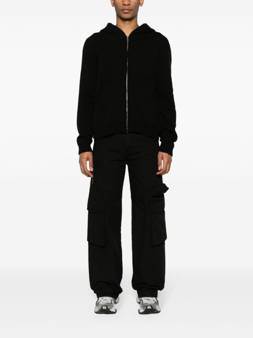 Logo-intarsia zip hoodie - Black