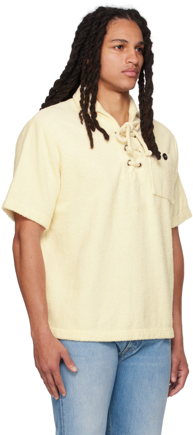 Yellow lace-up polo shirt