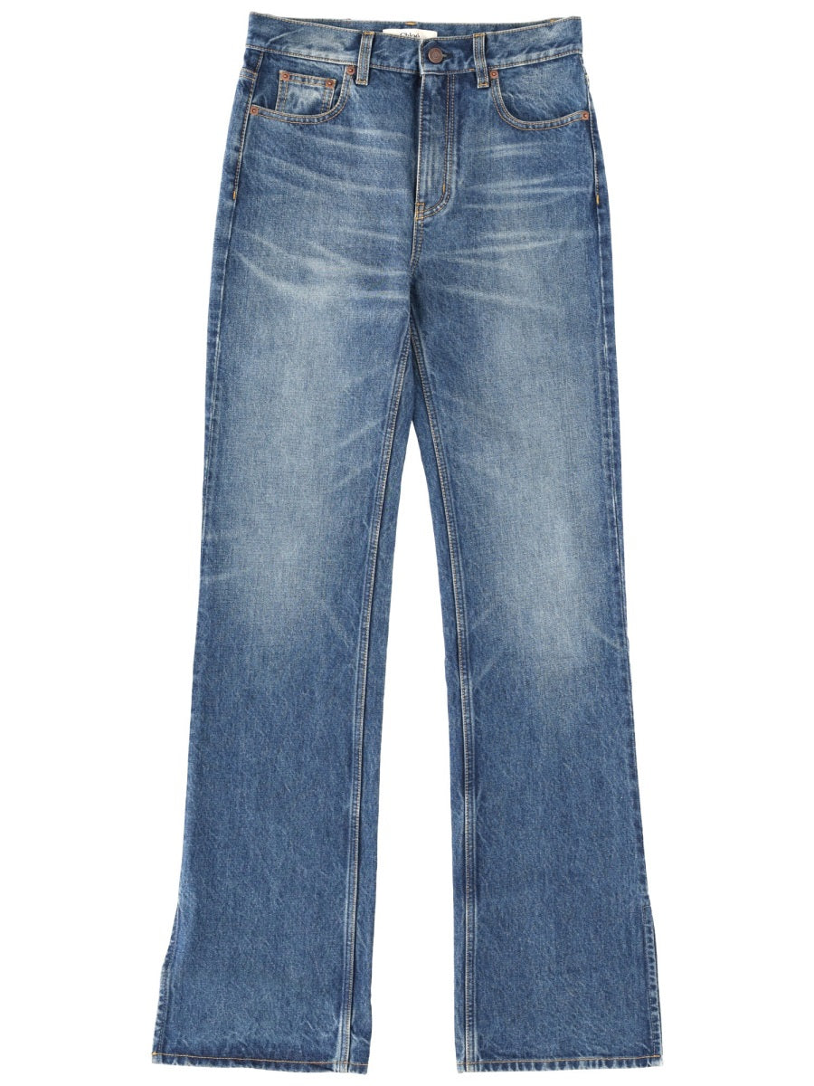 Side-slit Straight-leg Jeans