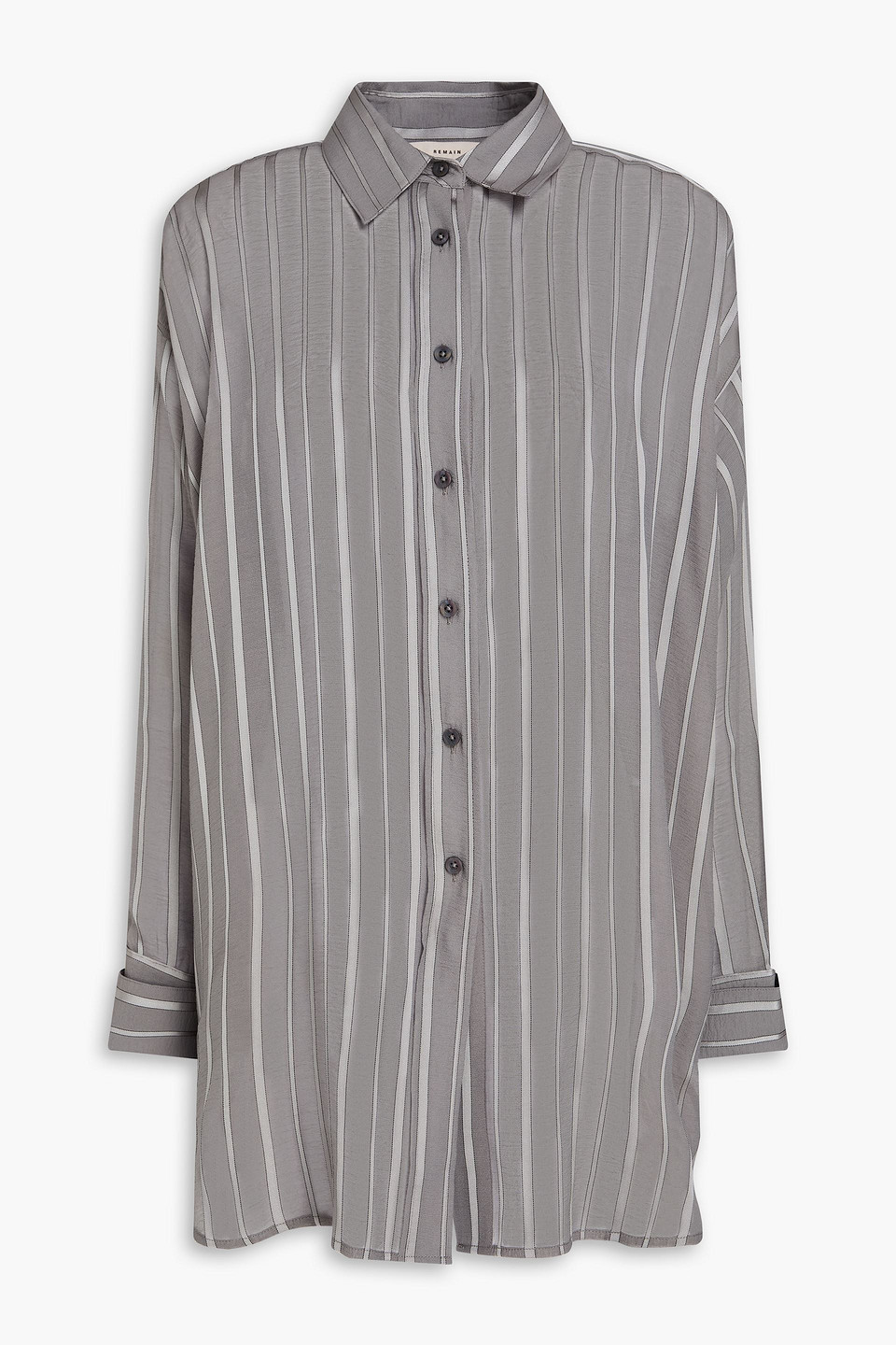 Oversized striped georgette shirt - Gray - DE 32