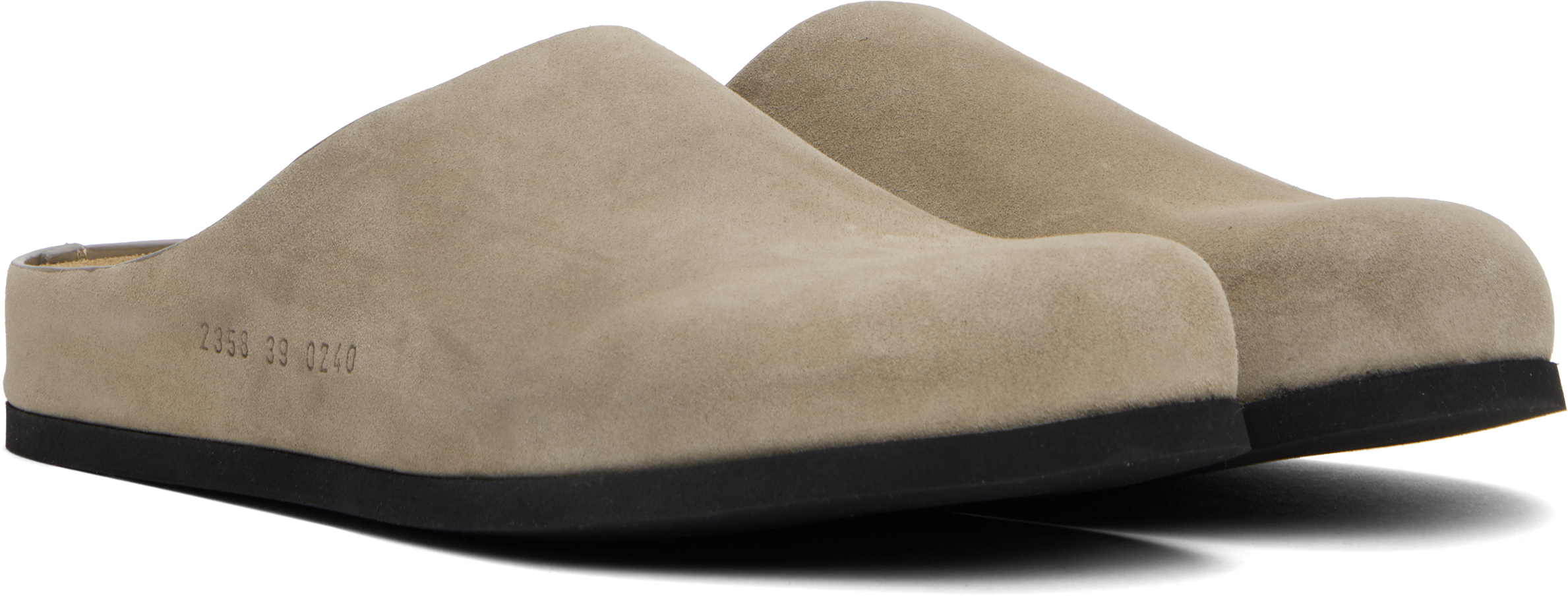 Common Projects Taupe Suede Clog Loafers