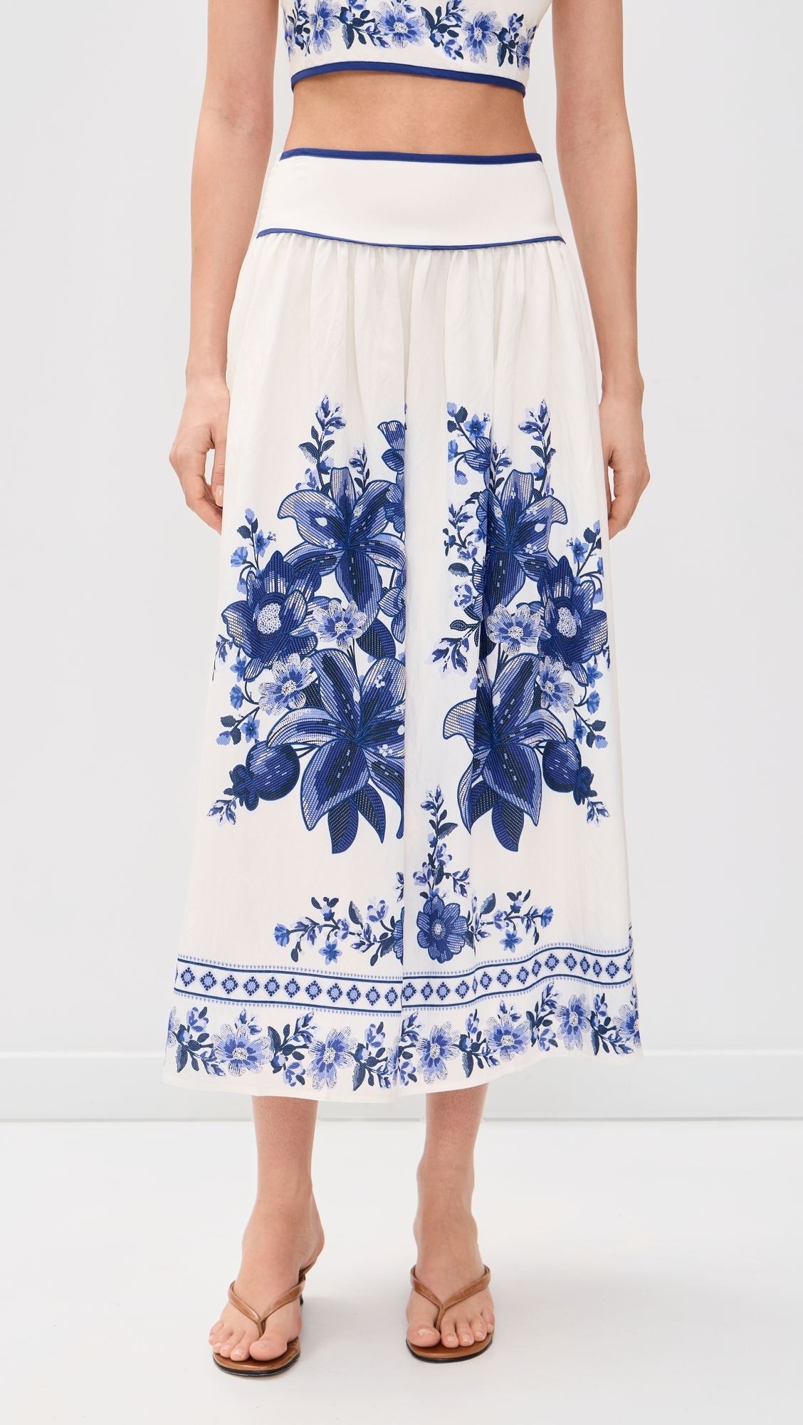 Floral Midi Skirt Off White Multi
