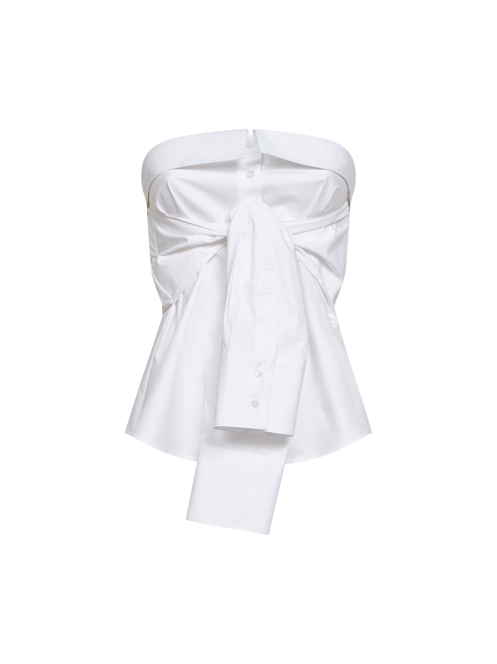 Cotton Poplin Bustier Blouse — White