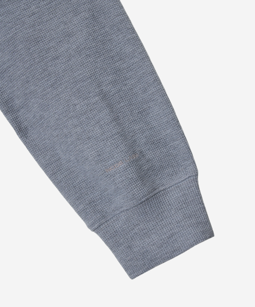 DEV:10 Waffle Henley Neck Hoodie T-Shirt_Melange Gray