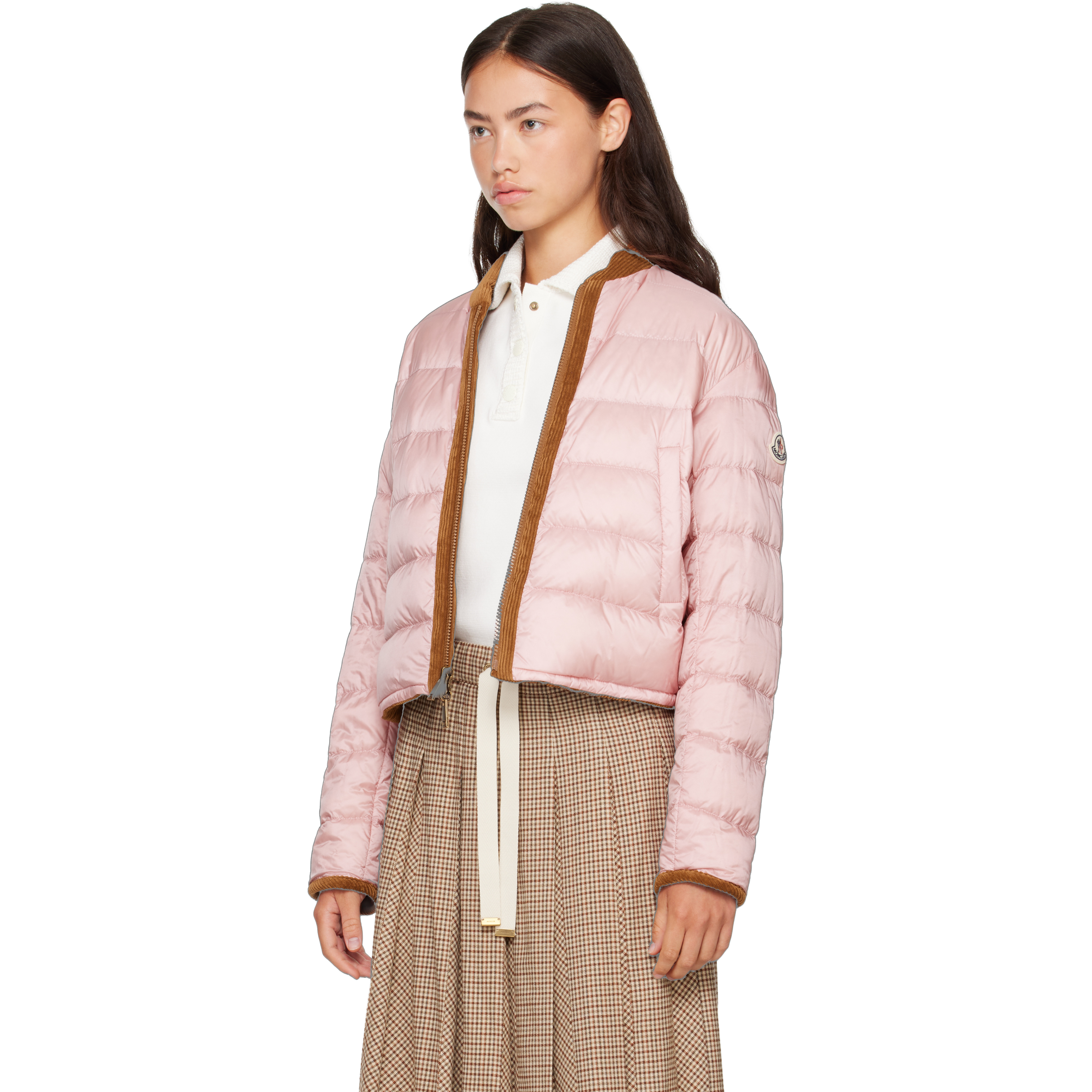 Tan & Pink Blageon Corduroy Reversible Down Jacket