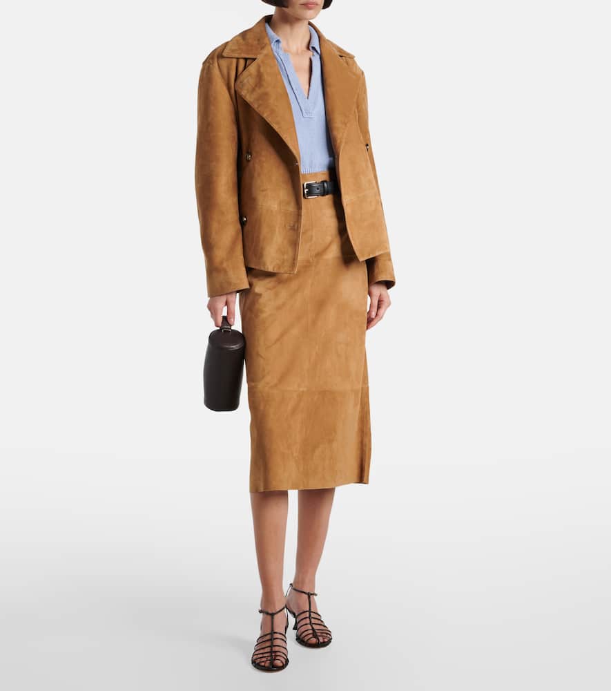 Leather midi skirt