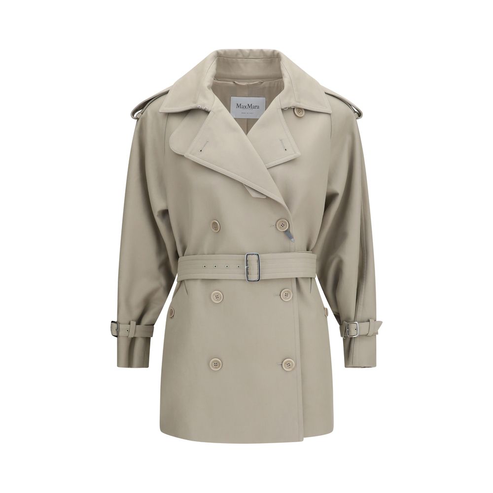Double-Breasted Cotton Trench Coat — Beige