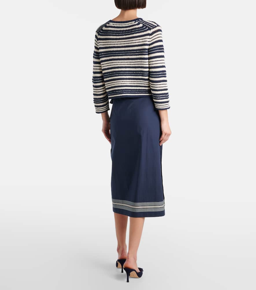Open-knit striped cotton cardigan