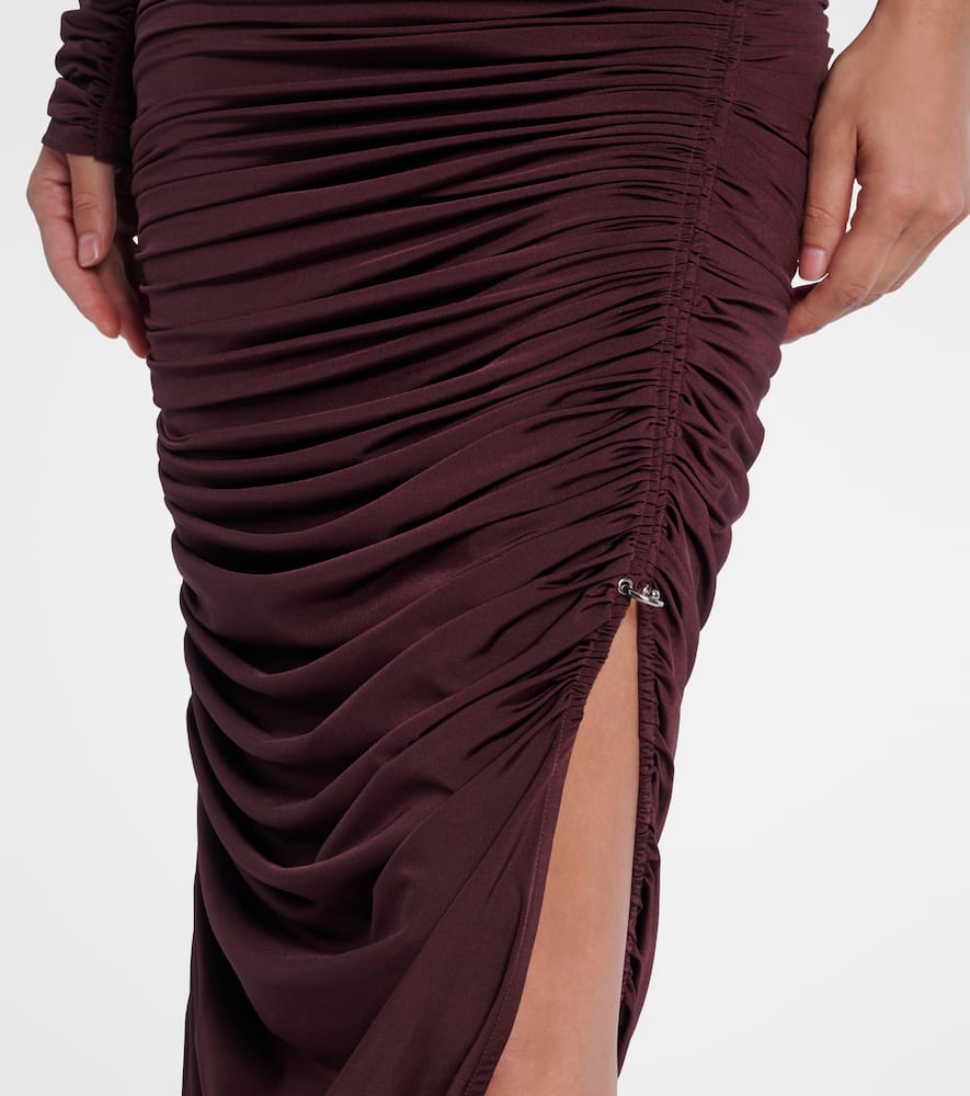 Ruched one-shoulder midi dress