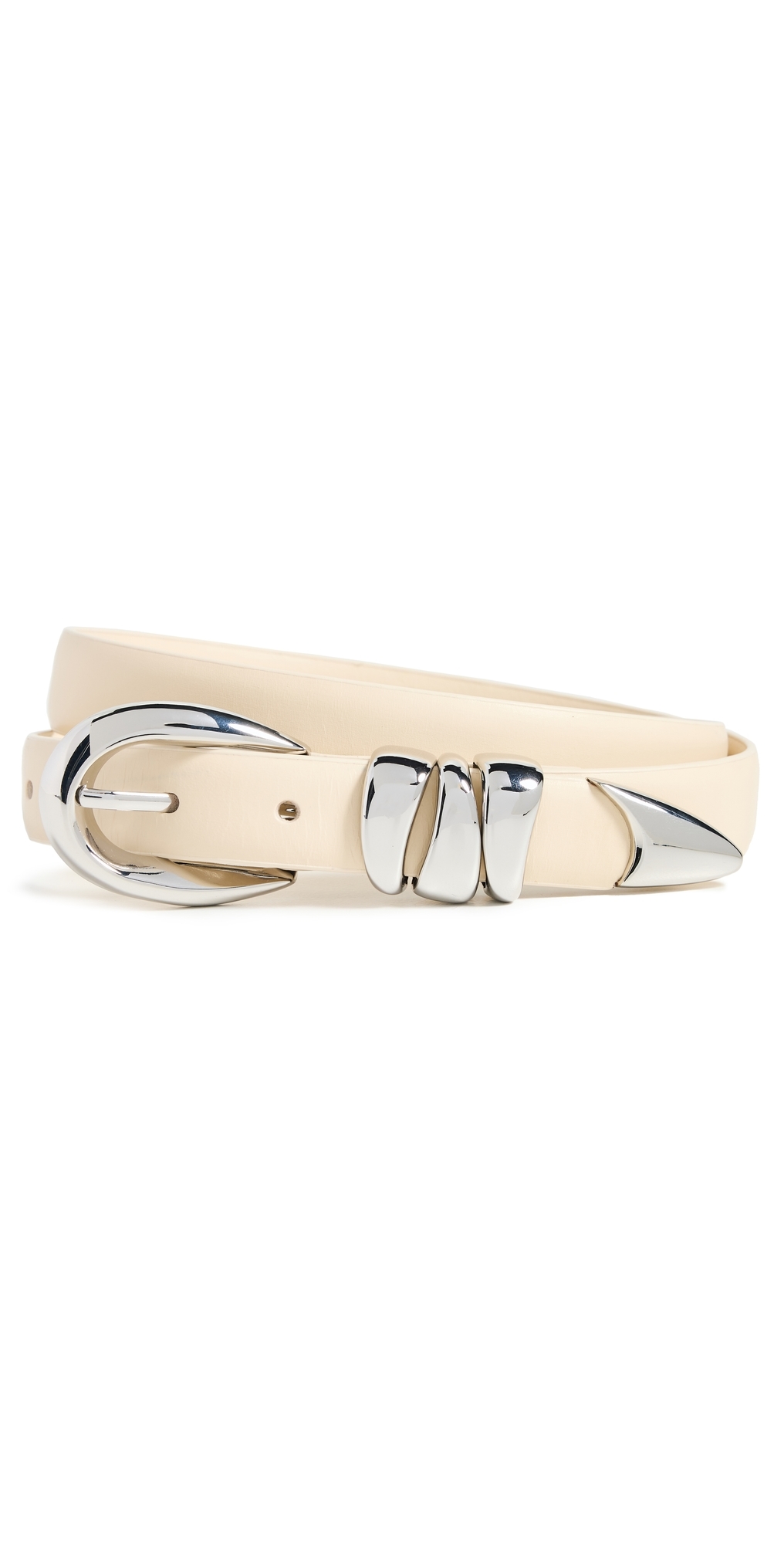 Triple Metal Keeper Belt Ecru