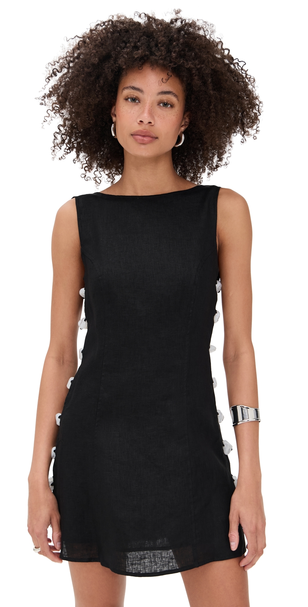 Tia Linen Mini Dress Black Black 
