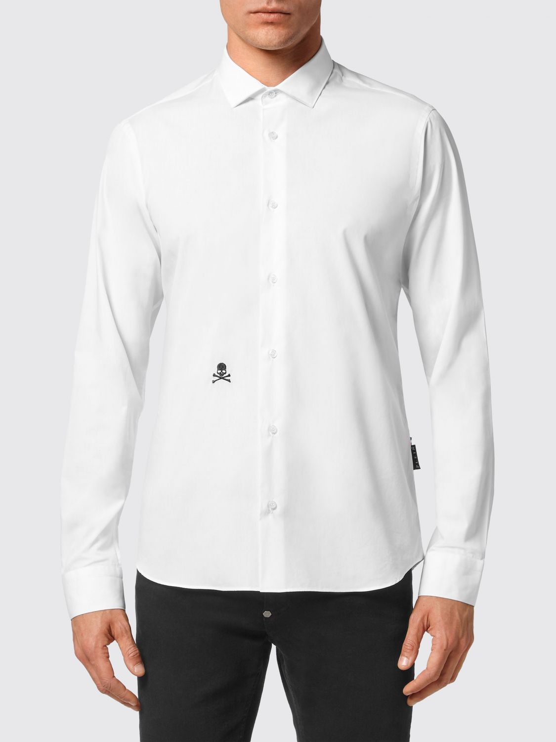 Embroidered skull cotton shirt - White