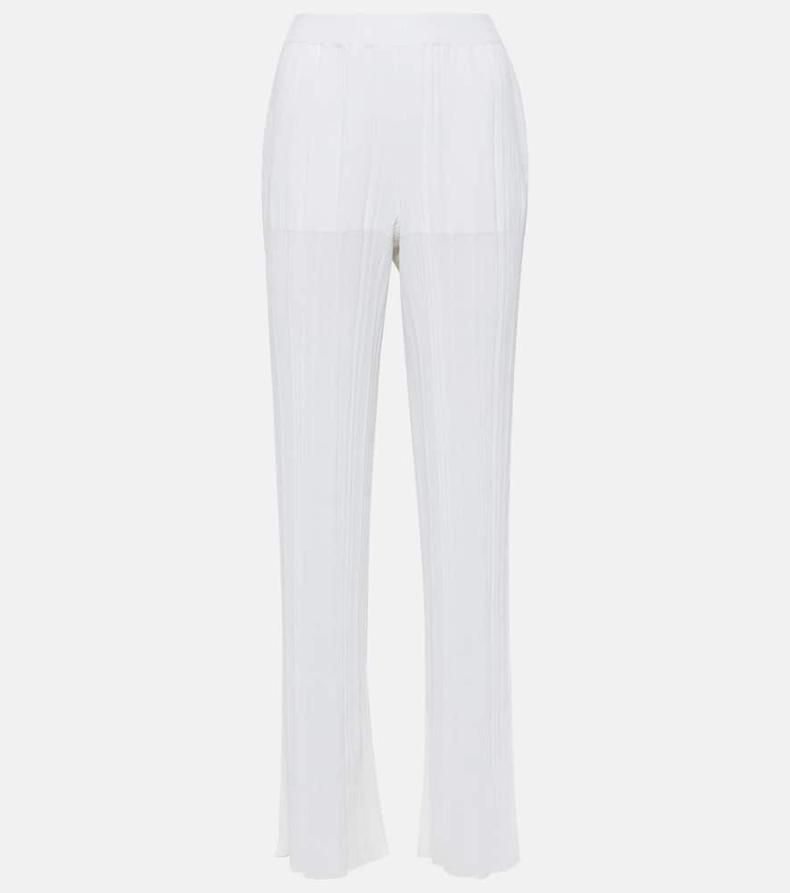 Pleated knit straight pants