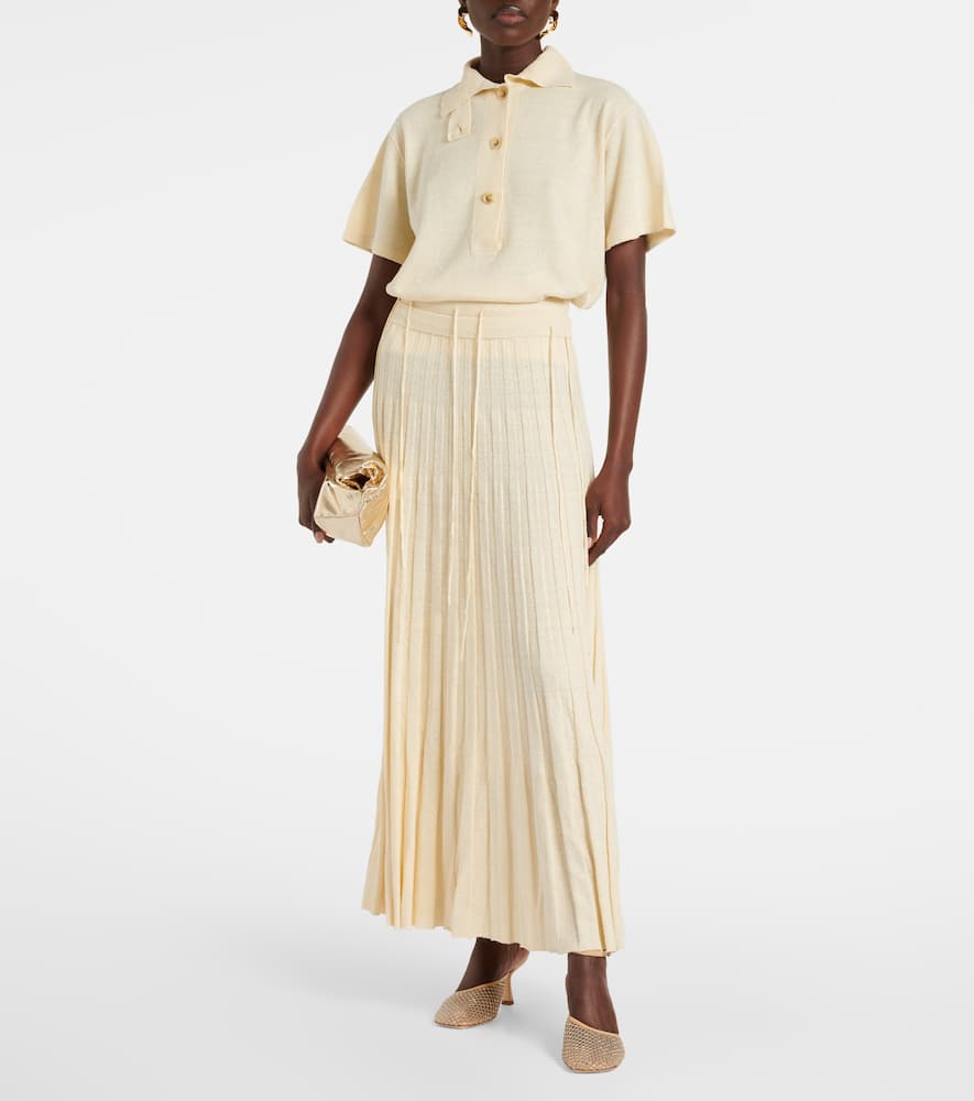 Linen and silk-blend maxi skirt