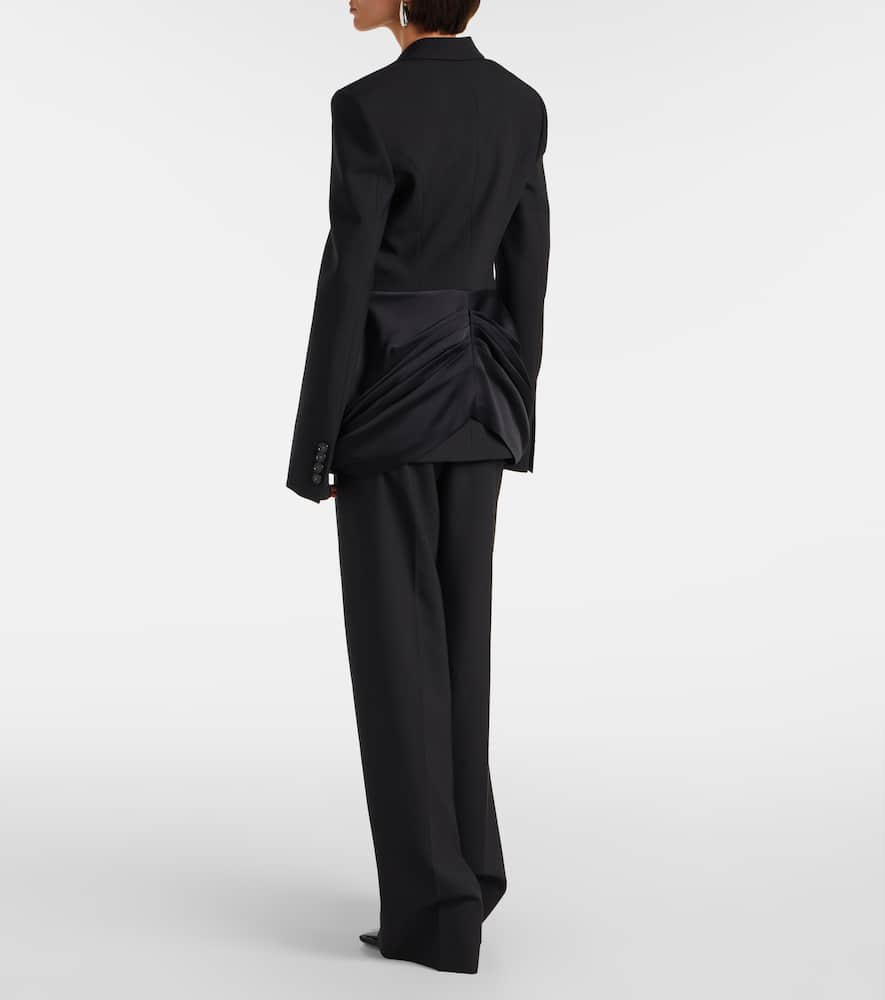 Draped satin-trimmed wool blazer