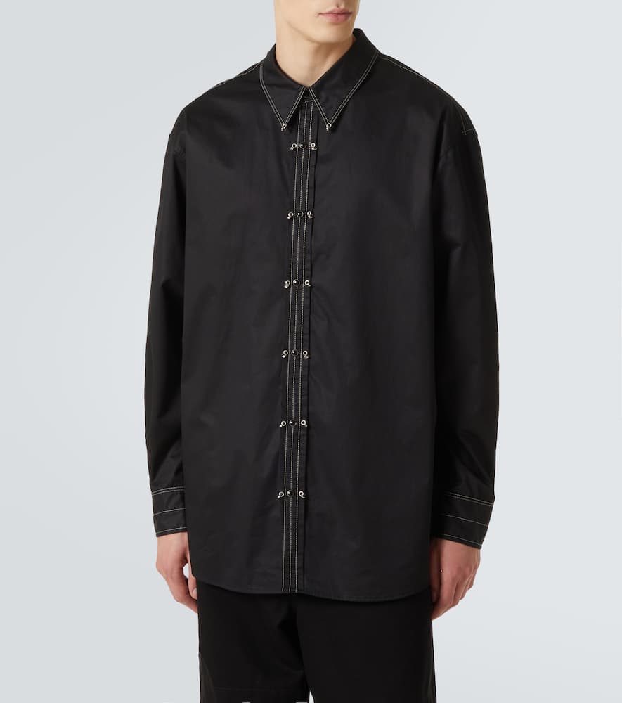 Embellished cotton satin shirt