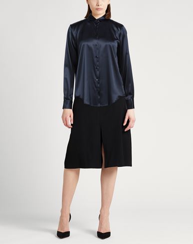 Woman Shirt Midnight blue Size 10 Silk, Elastane