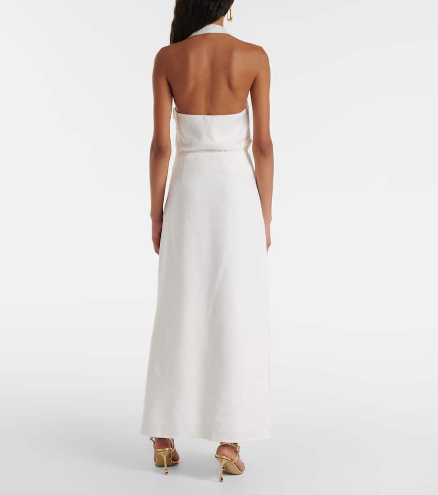 Dorian ruched linen-blend maxi skirt