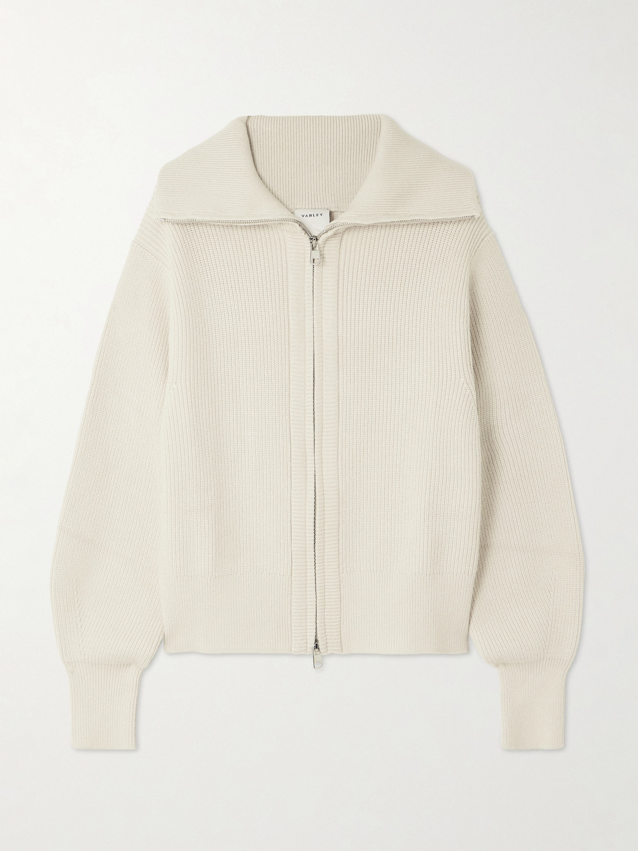 Enrico Ribbed-knit Turtleneck Cardigan - Cream