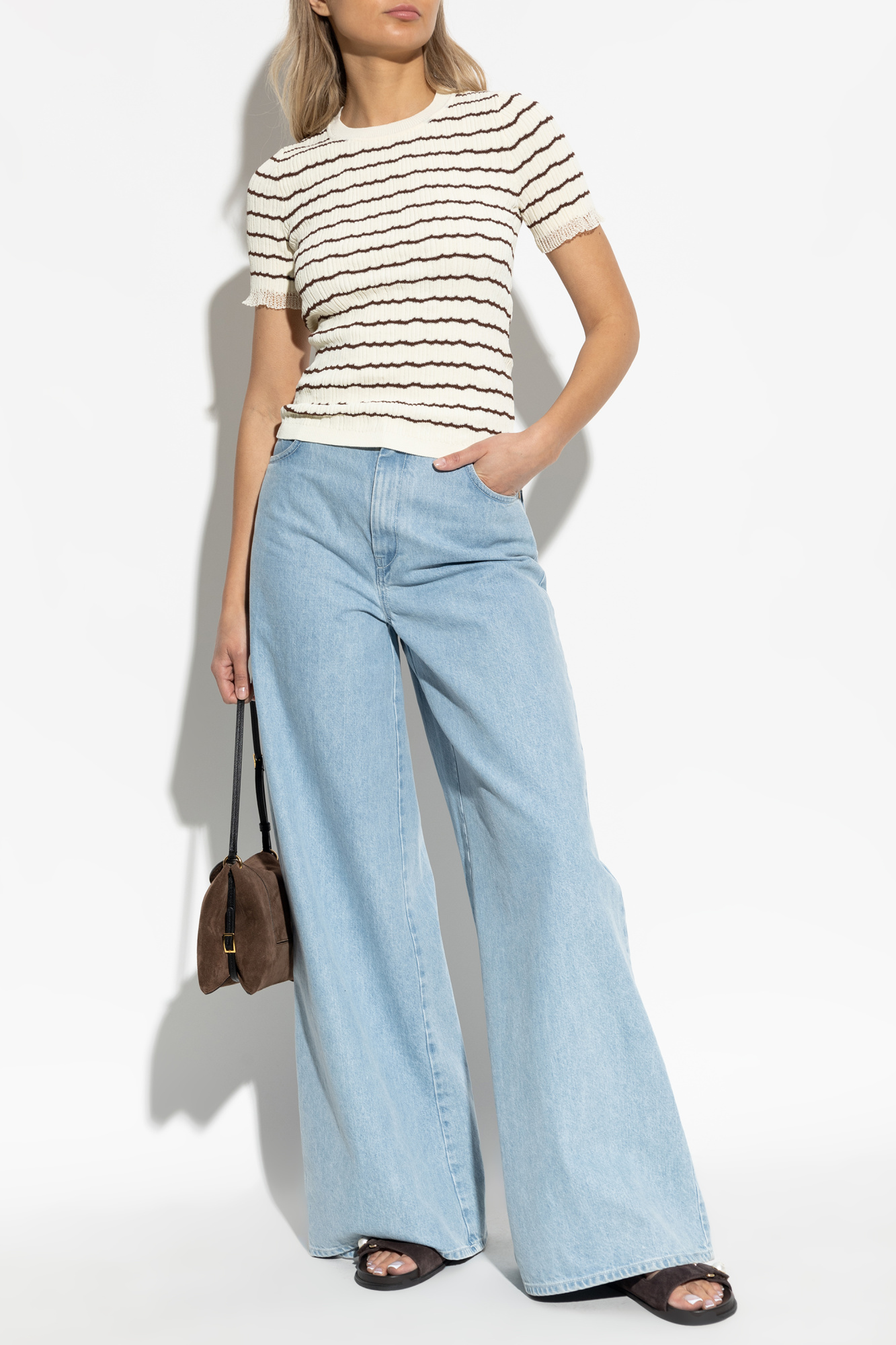 Striped Pattern Top, Women's, Cream