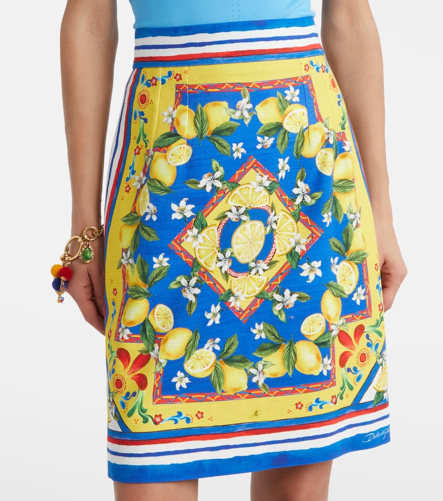 Printed cotton-blend miniskirt