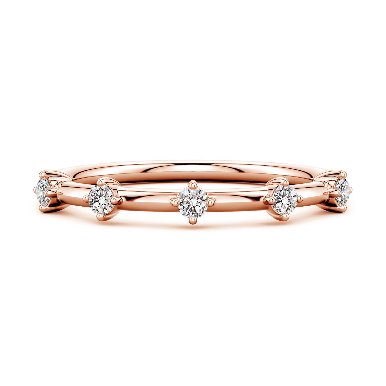 Angara 2 MM Round Diamond Five-Stone Station Ring in 18K Rose Gold
