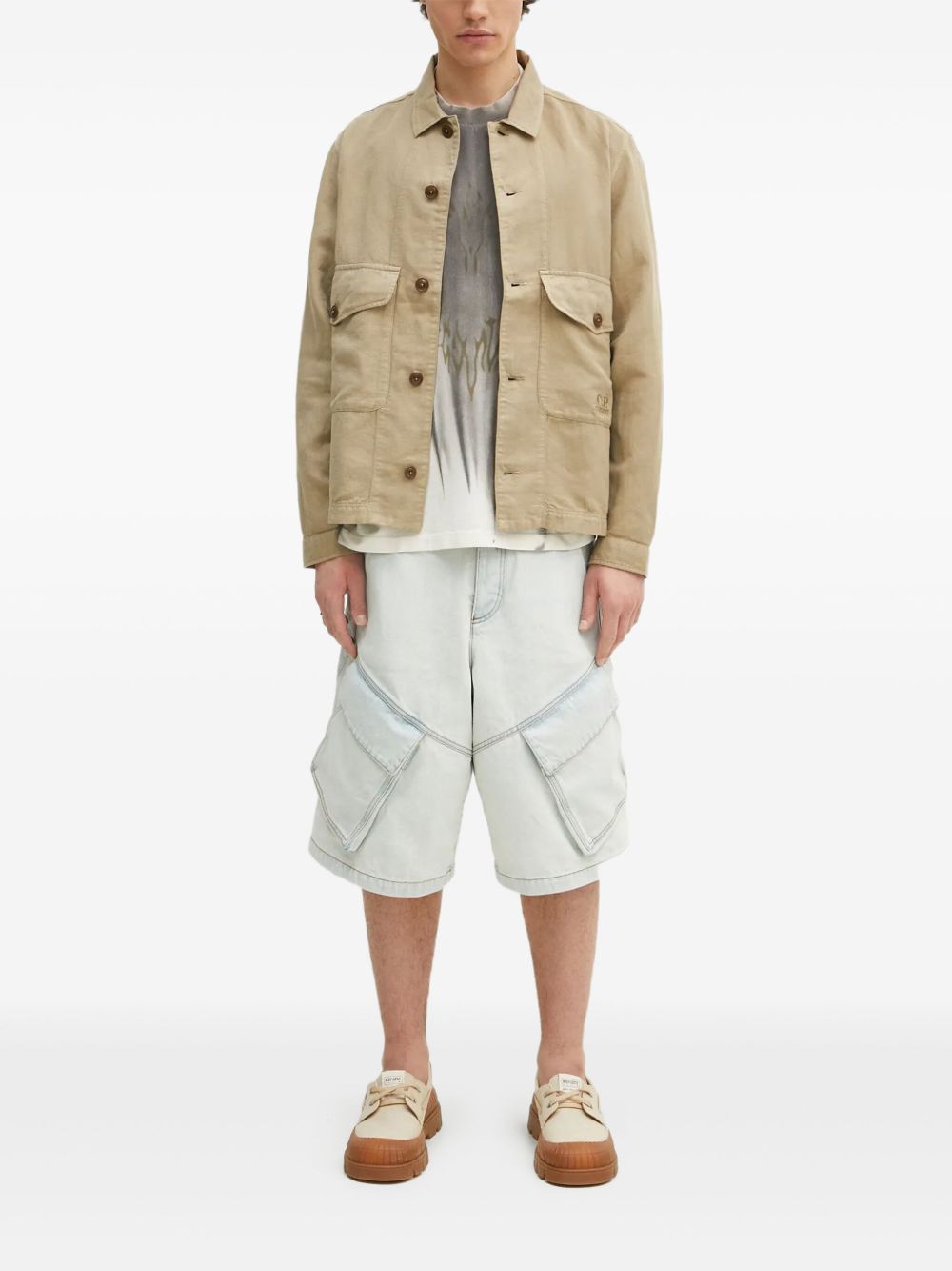 Pocket-detail shirt jacket - Neutrals
