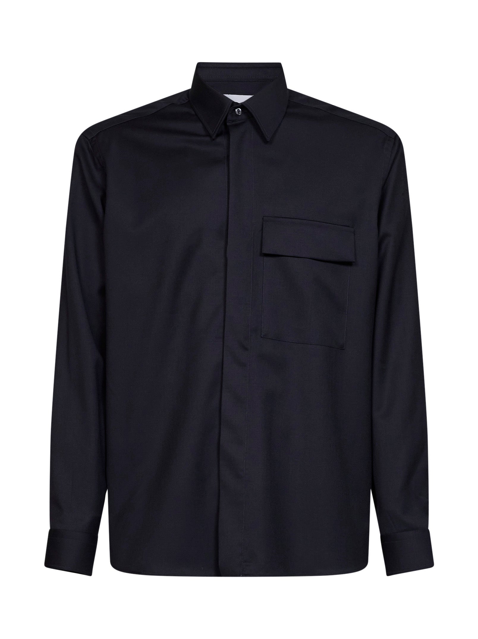 Virgin Wool Overshirt — Navy