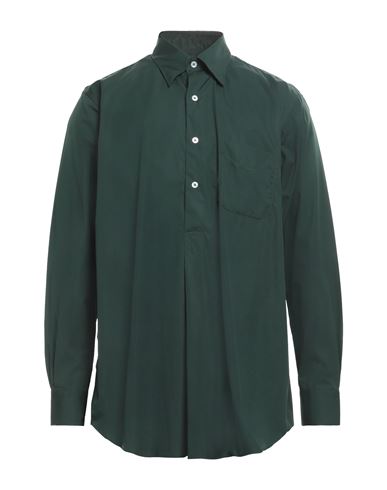 Man Shirt Dark green Size L Cotton