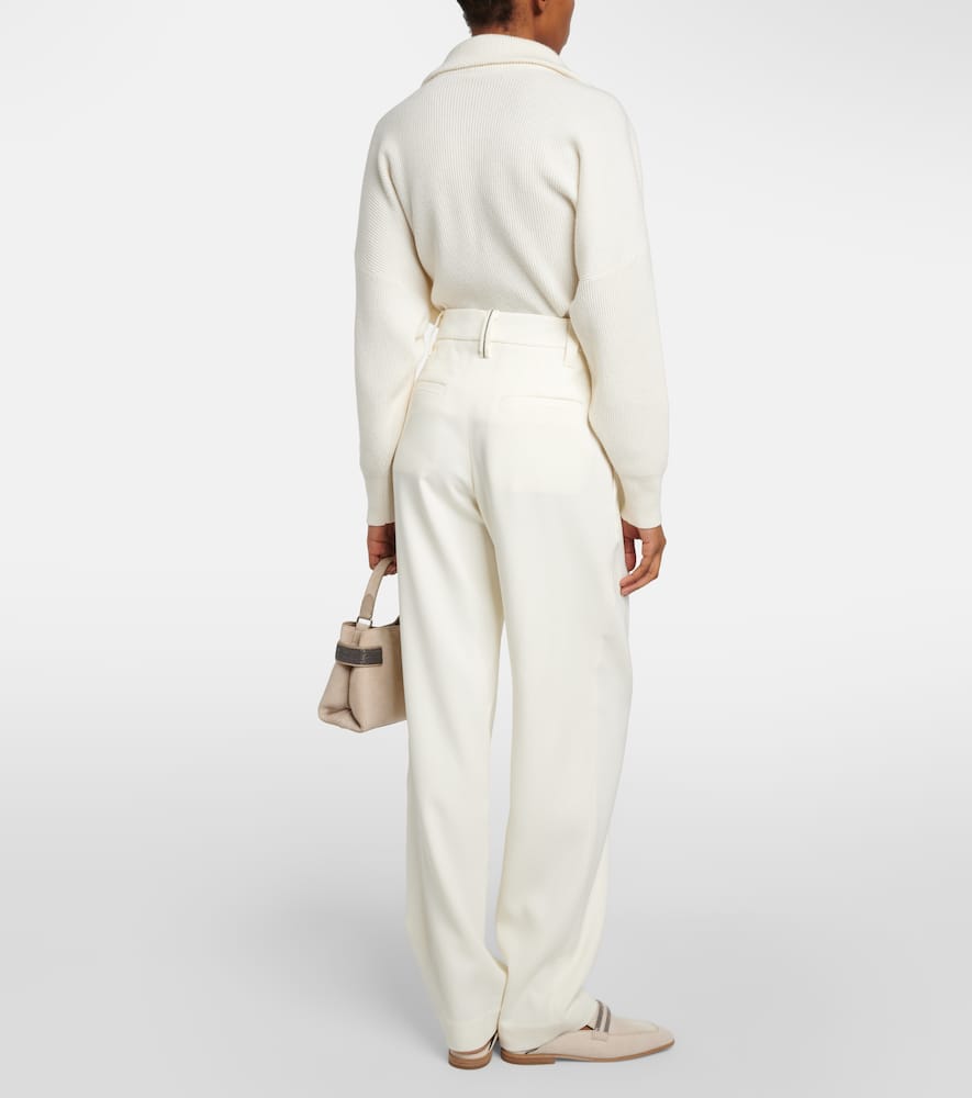 High-rise gabardine wide-leg pants