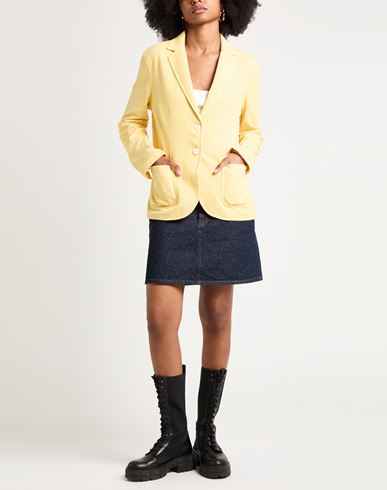 Circolo 1901 Woman Blazer Pastel yellow Size 12 Cotton, Elastane