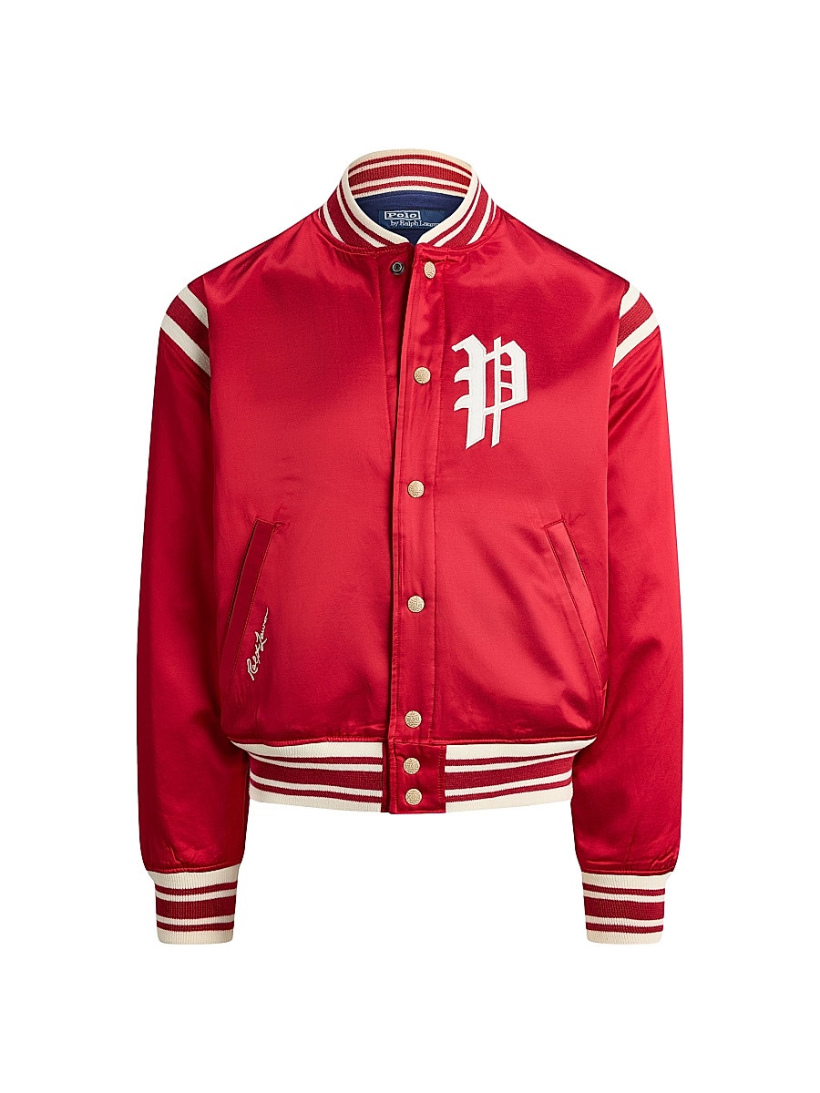 Men's Phillies Satin Woven Bomber Jacket - Ralph Red