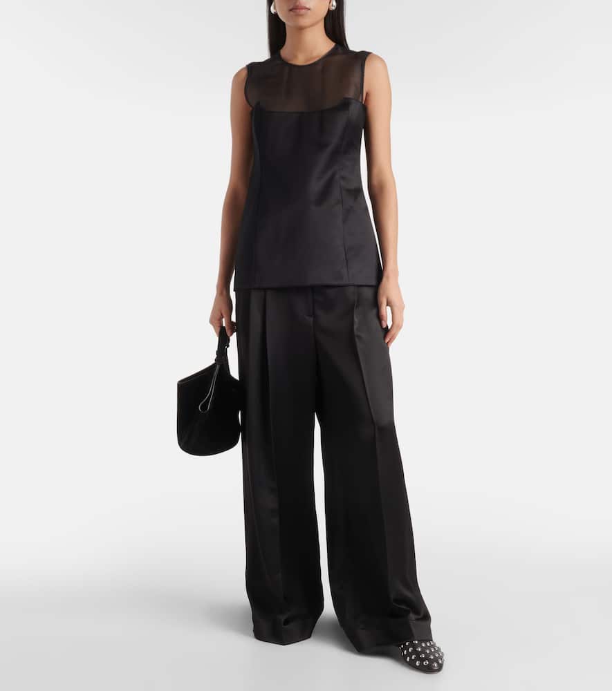 Sasmo silk-paneled satin top