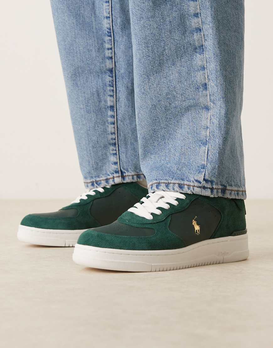 Masters court suede and leather trainers in green