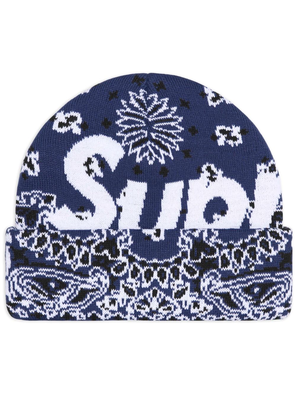 Bandana-print beanie hat - Blue