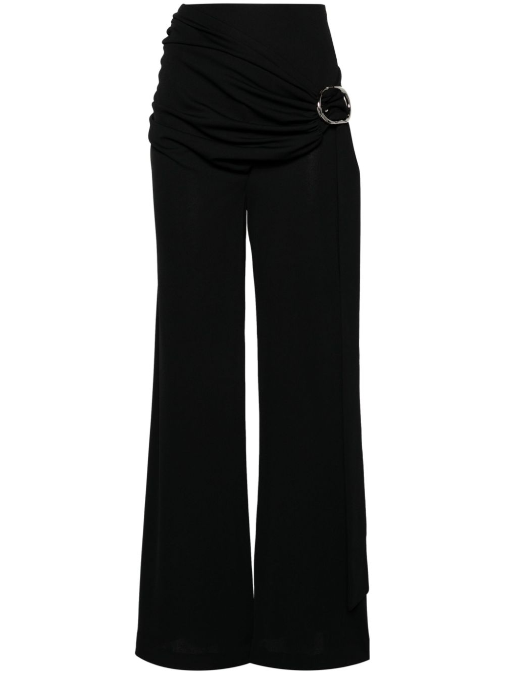 Wraparound-design palazzo pants - Black
